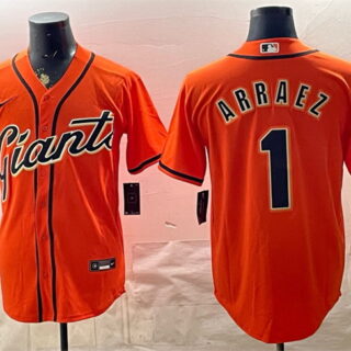 Men's San Francisco Giants #1 Luis Arraez Orange Cool Base Stitched Baseball Jersey