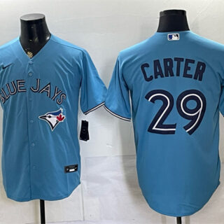 Men's Toronto Blue Jays #29 Joe Carter Blue 50 Seasons Patch Stitched Baseball Jersey