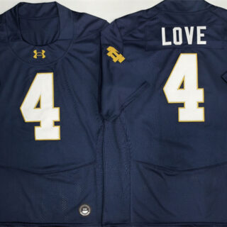 Men's Notre Dame Fighting Irish #4 Jeremiyah Love Navy Blue Limited Stitched Jersey