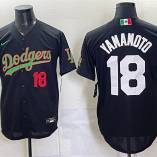 Men's Los Angeles Dodgers #18 Yoshinobu Yamamoto Black Mexico Limited Stitched Baseball Jersey