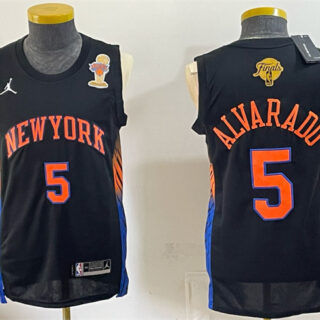 Men's New Yok Knicks #5 Jose Alvarado Black 2026 Finals Champions Patch Statement Edition Stitched Jersey