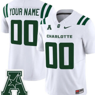 Men's Charlotte 49ers ACTIVE PLAYER Custom White 2025 F.U.S.E. Vapor Limited Stitched Football Jersey
