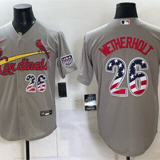 Men's St. Louis Cardinals #26 JJ Wetherholt Grey USA 250 Fourth of July Stitched Baseball Jersey