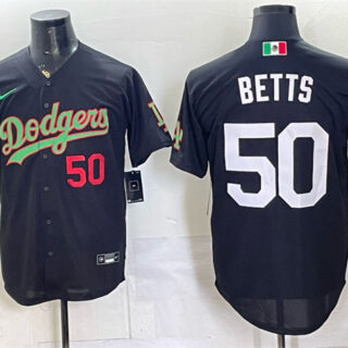 Men's Los Angeles Dodgers #50 Mookie Betts Black Mexico Limited Stitched Baseball Jersey