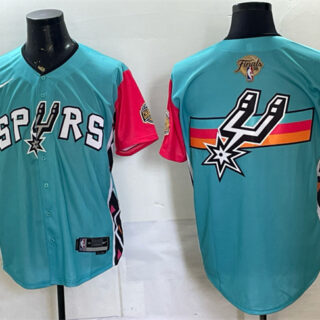 Men's San Antonio Spurs Team Big Logo Teal 2026 Finals Patch Stitched Baseball Jersey