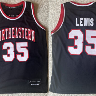 Men's Northeastern University #35 Reggie Lewis Black Stitched Basketball Jersey