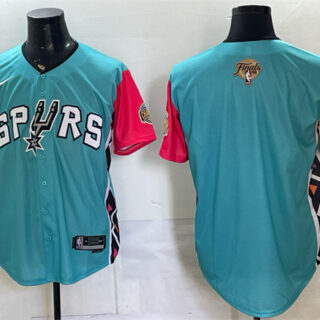 Men's San Antonio Spurs Blank Teal 2026 Finals Patch Stitched Baseball Jersey