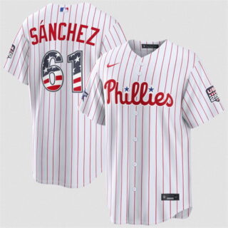 Men's Philadelphia Phillies #61 Cristopher Sanchez White 2026 All-Star Edition Stars & Stripes Stadium Pick-A-Player Stitched Baseball Jersey