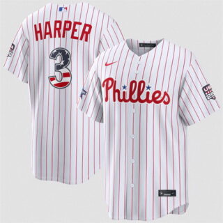 Men's Philadelphia Phillies #3 Bryce Harper White 2026 All-Star Edition Stars & Stripes Stadium Pick-A-Player Stitched Baseball Jersey
