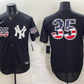 Men's New York Yankees #35 Cody Bellinger Black 2026 USA 250 Fourth of July Home Stadium Stitched Baseball Jersey