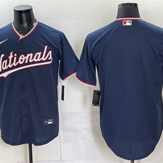 Men's Washington Nationals Blank Navy Stitched Baseball Jersey
