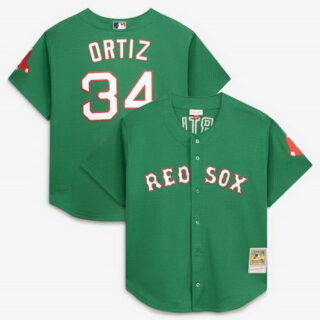Men's Boston Red Sox #34 David Ortiz Kelly Green Cooperstown Collection Stitched Baseball Jersey