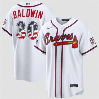Men's Atlanta Braves #30 Drake Baldwin White 2026 All-Star Edition Stars & Stripes Stadium Pick-A-Player Stitched Baseball Jersey