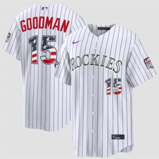 Men's Colorado Rockies #15 Hunter Goodman White 2026 All-Star Edition Stars & Stripes Stadium Pick-A-Player Stitched Baseball Jersey