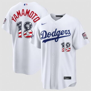 Men's Los Angeles Dodgers #18 Yoshinobu Yamamoto White 2026 All-Star Edition Stars & Stripes Stadium Pick-A-Player Stitched Baseball Jersey