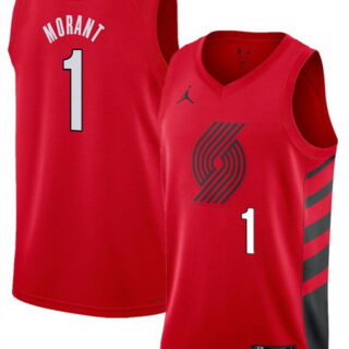 Men's Portland Trail Blazers #1 Ja Morant Red 2026 Statement Edition Stitched Basketball Jersey