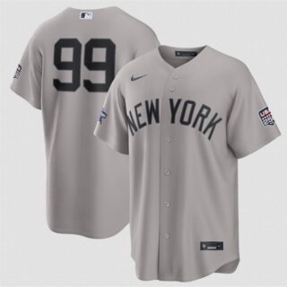 Men's New York Yankees #99 Aaron Judge Gray 2026 All-Star Game & USA 250 Patch Stitched Baseball Jersey