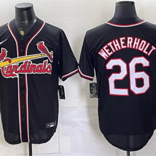 Men's St. Louis Cardinals #26 JJ Wetherholt 2026 Fashion Replica Black Out Stitched Baseball Jersey