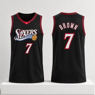 Men's Philadelphia 76ers #7 Jaylen Brown Black 2026 Stitched Jersey