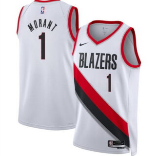 Men's Portland Trail Blazers #1 Ja Morant White 2026 Association Edition Stitched Basketball Jersey
