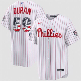 Men's Philadelphia Phillies #59 Jhoan Duran White 2026 All-Star Edition Stars & Stripes Stadium Pick-A-Player Stitched Baseball Jersey