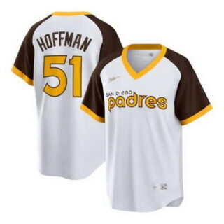 Men's San Diego Padres #51 Trevor Hoffman White Cooperstown Stitched Baseball Jersey