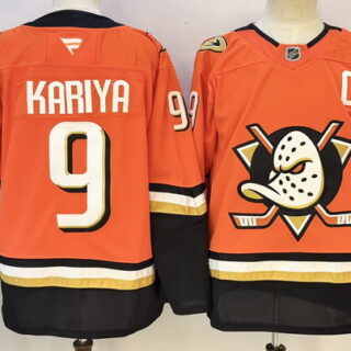 Men's Anaheim Ducks #9 Paul Kariya Orange 2026 With C Patch Home Stitched Hockey Jersey