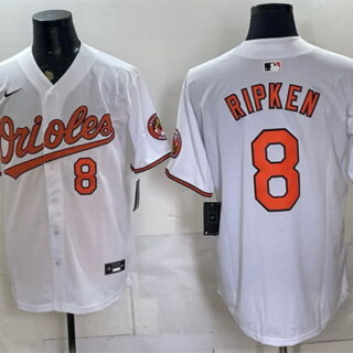 Men's Baltimore Orioles #8 Cal Ripken Jr. White 2025 Home Limited Stitched Baseball Jersey