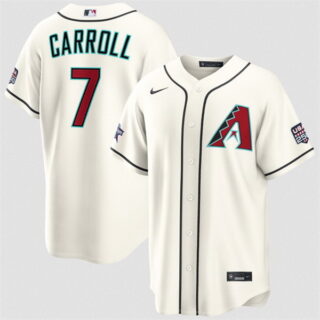 Men's Arizona Diamondbacks #7 Corbin Carroll Cream 2026 All-Star Game & USA 250 Patch Stitched Baseball Jersey