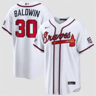 Men's Atlanta Braves #30 Drake Baldwin White 2026 All-Star Game & USA 250 Patch Stitched Baseball Jersey