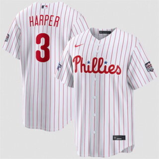 Men's Philadelphia Phillies #3 Bryce Harper White 2026 All-Star Game & USA 250 Patch Stitched Baseball Jersey