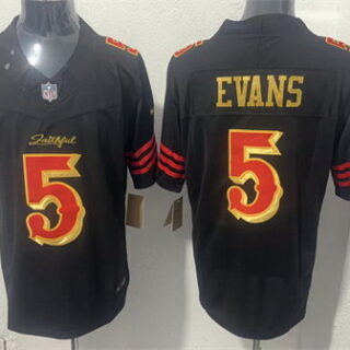 Men's San Francisco 49ers #5 Mike Evans Black Gold 2026 F.U.S.E. Rivalries Vapor Limited Stitched Football Jersey