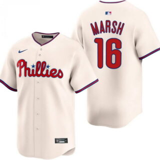 Men's Philadelphia Phillies #16 Brandon Marsh Cream jersey