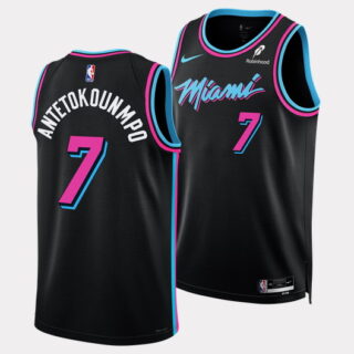 Men's Miami Heat #7 Giannis Antetokounmpo Black 2026 Original Vice Nights Swingman Stitched Basketball Jersey