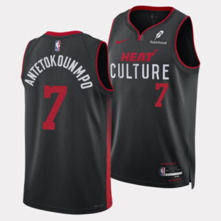 Men's Miami Heat #7 Giannis Antetokounmpo Black 2026 Culture Swingman Stitched Basketball Jersey