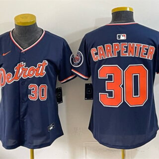 Youth Detroit Tigers #30 Kerry Carpenter Navy 2026 Alternate Vapor Premier Limited Stitched Baseball Jersey