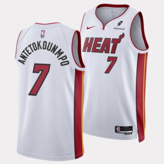 Men's Miami Heat #7 Giannis Antetokounmpo White 2026 Association Swingman Stitched Basketball Jersey