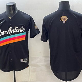 Men's San Antonio Spurs Blank Black 2026 Finals Patch City Edition Stitched Baseball Jersey