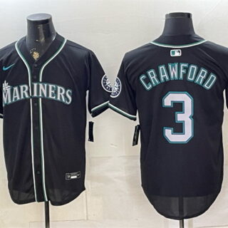 Men's Seattle Mariners #3 J.P. Crawford Black 50th Anniversary Alternate Stitched Baseball Jersey