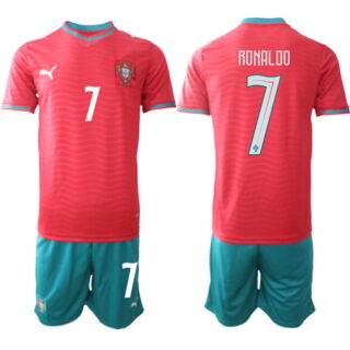 Youth Portugal Team #7 Ronaldo Red 2026 World Cup Home Soccer Jersey Suit