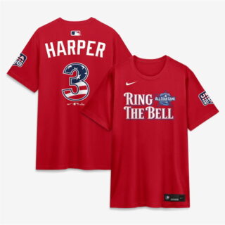 Men's National League #3 Bryce Harper Red 2026 All-Star Game Name & Number T-Shirt