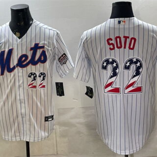 Men's New York Mets #22 Juan Soto White USA 250 Fourth of July Home Stitched Baseball Jersey