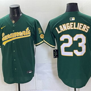 Men's Oakland Athletics #25.99 Shea Langeliers 2026 Green Alternate Sacramento Celebrating 125 Years Vapor Limited Stitched Baseball Jersey