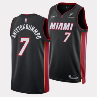 Men's Miami Heat #7 Giannis Antetokounmpo Black 2026 Icon Edition Swingman Stitched Basketball Jersey