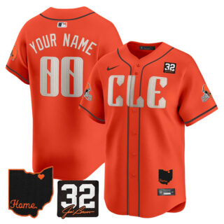 Men's Cleveland Browns ACTIVE PLAYER Custom Orange 2025 Jim Brown Memorial & Home Patch Vapor Limited Stitched Jersey