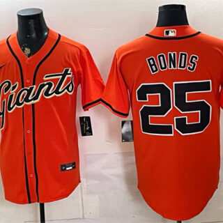 Men's San Francisco Giants #25 Barry Bonds Orange Cool Base Stitched Baseball Jersey