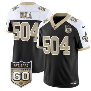 Men's New Orleans Saints #504 Nola Black Alternate F.U.S.E. 60th Anniversary Patch Vapor Limited Stitched Football Jersey