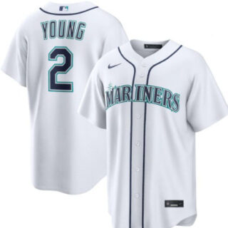 Men's Seattle Mariners #2 Cole Young White Stitched Jersey