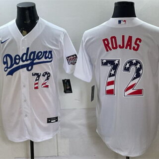 Men's Los Angeles Dodgers #72 Miguel Rojas White USA 250 Fourth of July Home Stitched Baseball Jersey