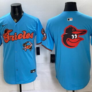 Men's Baltimore Orioles Team Big Logo Blue With Patch Vapor Premier Limited Stitched Baseball Jersey